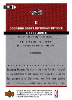 2003-04 Upper Deck MVP #201 LeBron James Back