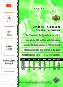 2003 UD Top Prospects #11 Chris Kaman Back