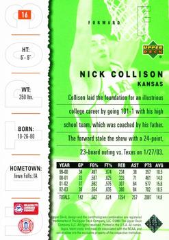 2003 UD Top Prospects #16 Nick Collison Back
