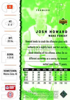2003 UD Top Prospects #25 Josh Howard Back