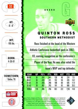 2003 UD Top Prospects #32 Quinton Ross Back