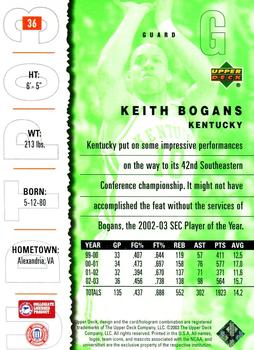 2003 UD Top Prospects #36 Keith Bogans Back