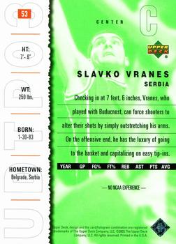 2003 UD Top Prospects #53 Slavko Vranes Back