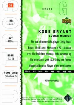 2003 UD Top Prospects #54 Kobe Bryant Back