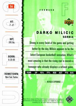2003 UD Top Prospects #56 Darko Milicic Back