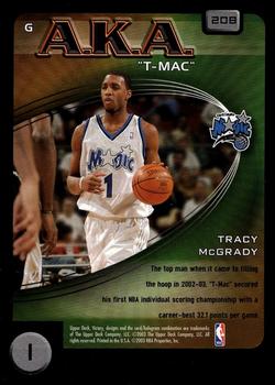 2003-04 Upper Deck Victory #208 Tracy McGrady Back