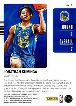 2021-22 Panini Contenders - 2021 Draft Class #7 Jonathan Kuminga Back