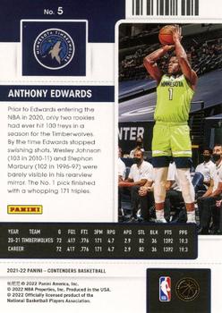 2021-22 Panini Contenders - Game Ticket Red #5 Anthony Edwards Back
