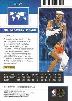 2021-22 Panini Contenders - International Ticket #25 Shai Gilgeous-Alexander Back