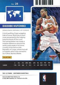 2021-22 Panini Contenders - International Ticket #28 Dikembe Mutombo Back