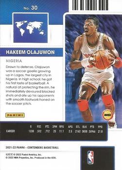 2021-22 Panini Contenders - International Ticket #30 Hakeem Olajuwon Back
