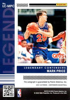 2021-22 Panini Contenders - Legendary Contenders Autographs #LC-MPC Mark Price Back