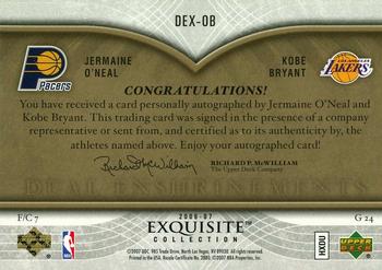 2006-07 Upper Deck Exquisite Collection - Dual Enshrinements #DEX-OB Jermaine O'Neal / Kobe Bryant Back