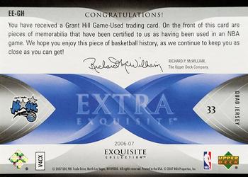 2006-07 Upper Deck Exquisite Collection - Extra Exquisite #EE-GH Grant Hill Back