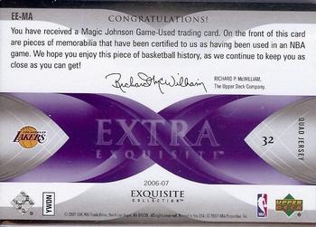2006-07 Upper Deck Exquisite Collection - Extra Exquisite #EE-MA Magic Johnson Back