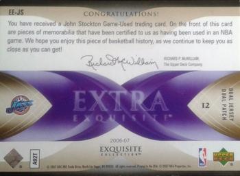 2006-07 Upper Deck Exquisite Collection - Extra Exquisite Jerseys and Patches #EE-JS John Stockton Back