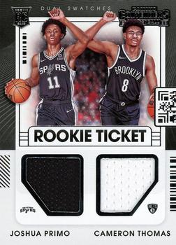 2021-22 Panini Contenders - Rookie Ticket Dual Swatches #RT2-SEC Cameron Thomas / Joshua Primo Front