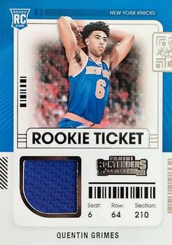 2021-22 Panini Contenders - Rookie Ticket Swatches #RTS-QGR Quentin Grimes Front