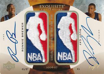 2006-07 Upper Deck Exquisite Collection - Logoman Autographs Dual #ADL-BG Ronnie Brewer / Rudy Gay Front