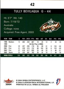 2004 Ultra WNBA #42 Tully Bevilaqua Back