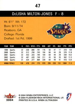 2004 Ultra WNBA #47 DeLisha Milton-Jones Back