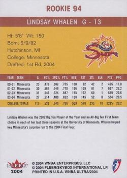 2004 Ultra WNBA #94 Lindsay Whalen Back