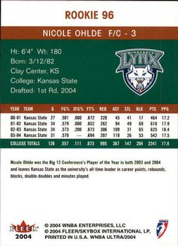 2004 Ultra WNBA #96 Nicole Ohlde Back