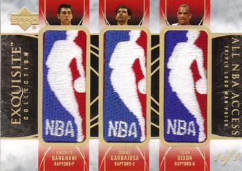 2006-07 Upper Deck Exquisite Collection - Logoman Triples All NBA Access #TL-BGD Andrea Bargnani / Jorge Garbajosa / Juan Dixon Front