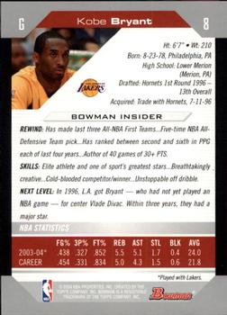 2004-05 Bowman #8 Kobe Bryant Back