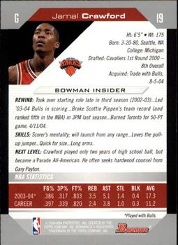 2004-05 Bowman #19 Jamal Crawford Back