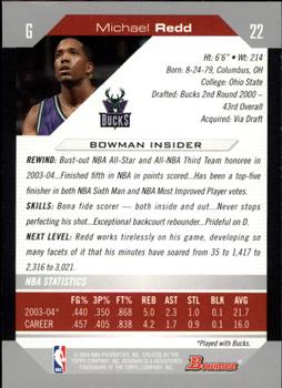 2004-05 Bowman #22 Michael Redd Back