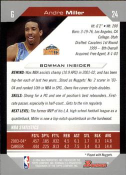 2004-05 Bowman #24 Andre Miller Back