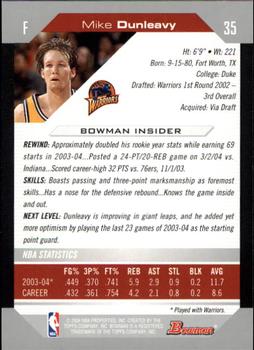 2004-05 Bowman #35 Mike Dunleavy Back