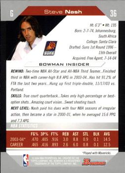2004-05 Bowman #36 Steve Nash Back