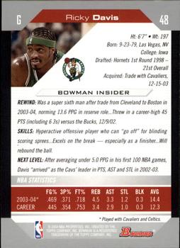 2004-05 Bowman #48 Ricky Davis Back