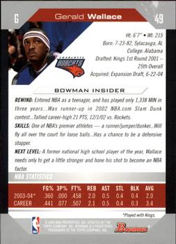 2004-05 Bowman #49 Gerald Wallace Back