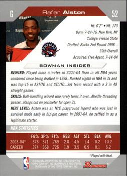 2004-05 Bowman #52 Rafer Alston Back