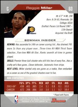 2004-05 Bowman #60 Reggie Miller Back