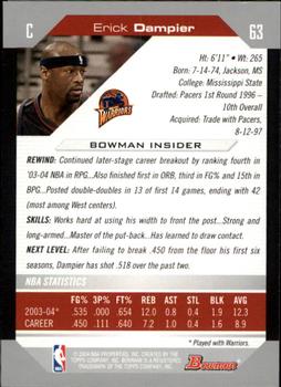 2004-05 Bowman #63 Erick Dampier Back