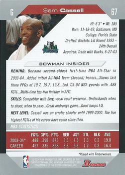 2004-05 Bowman #67 Sam Cassell Back
