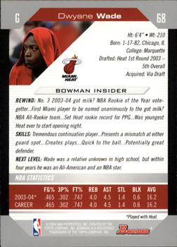 2004-05 Bowman #68 Dwyane Wade Back