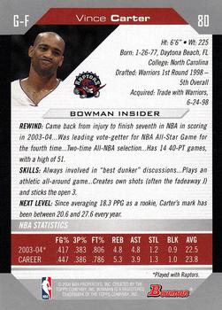 2004-05 Bowman #80 Vince Carter Back