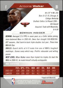 2004-05 Bowman #81 Antoine Walker Back