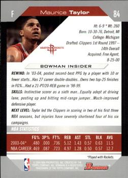 2004-05 Bowman #84 Maurice Taylor Back