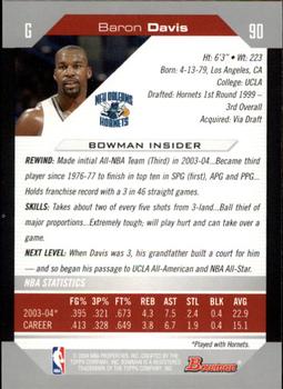 2004-05 Bowman #90 Baron Davis Back