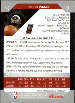 2004-05 Bowman #97 Darius Miles Back