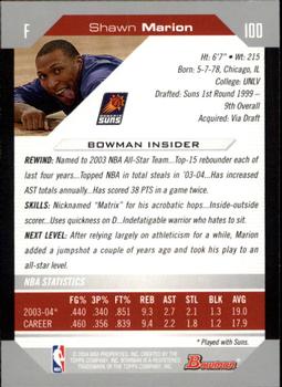 2004-05 Bowman #100 Shawn Marion Back