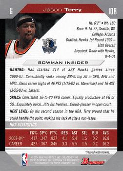 2004-05 Bowman #108 Jason Terry Back