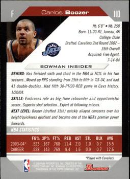2004-05 Bowman #110 Carlos Boozer Back
