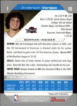 2004-05 Bowman #118 Anderson Varejao Back